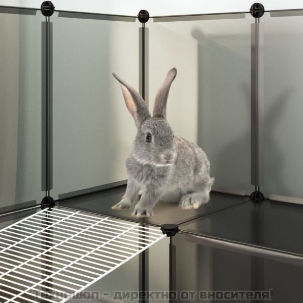 Клетка за малки животни, черна, 143x107x93 см, PP и стомана