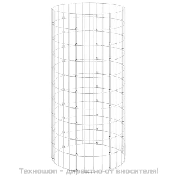 Кръгъл габионен стълб, поцинкована стомана, Ø50x100 см