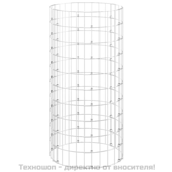Кръгъл габионен стълб, поцинкована стомана, Ø50x100 см