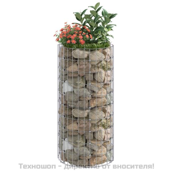 Кръгъл габионен стълб, поцинкована стомана, Ø50x100 см
