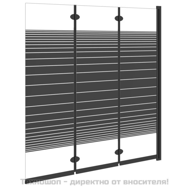 Сгъваема душ преграда, 3 панела, 130x130 см, ESG, черна