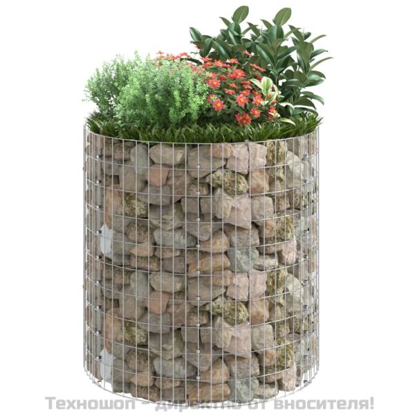 Кръгъл габионен стълб, поцинкована стомана, Ø100x100 см