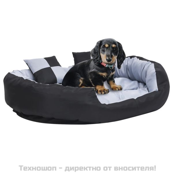 Реверсивно и миещо се кучешко легло, сиво и черно, 110x80x23 см