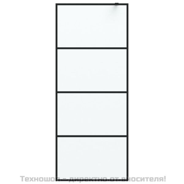 Параван за баня, черен, 80x195 см, матирано ESG стъкло