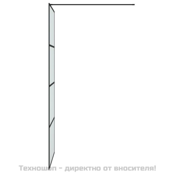 Параван за баня, черен, 80x195 см, матирано ESG стъкло
