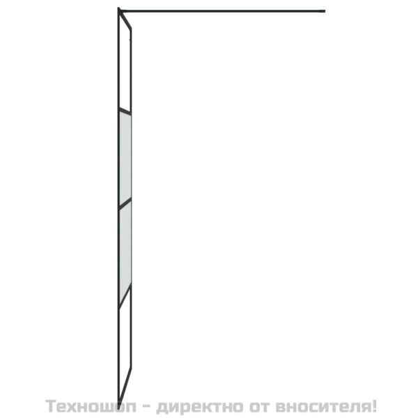 Параван за баня черен 80x195 см наполовина матирано ESG стъкло