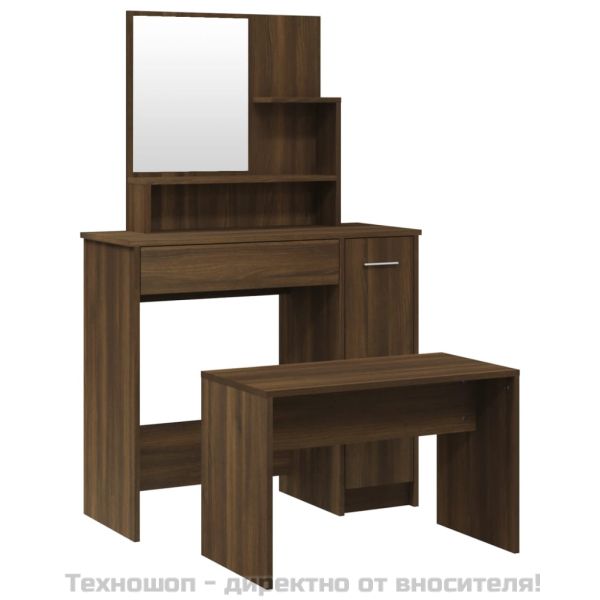 Комплект тоалетка, кафяв дъб, 86,5x35x136 см