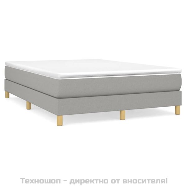 Рамка за легло с пружини, светлосива, 140x200 см, плат