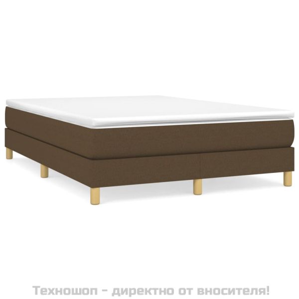 Рамка за легло с пружини, тъмнокафява, 140x200 см, плат