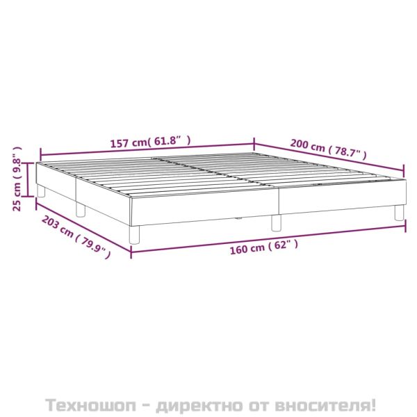 Рамка за легло с пружини, черна, 160x200 см, плат