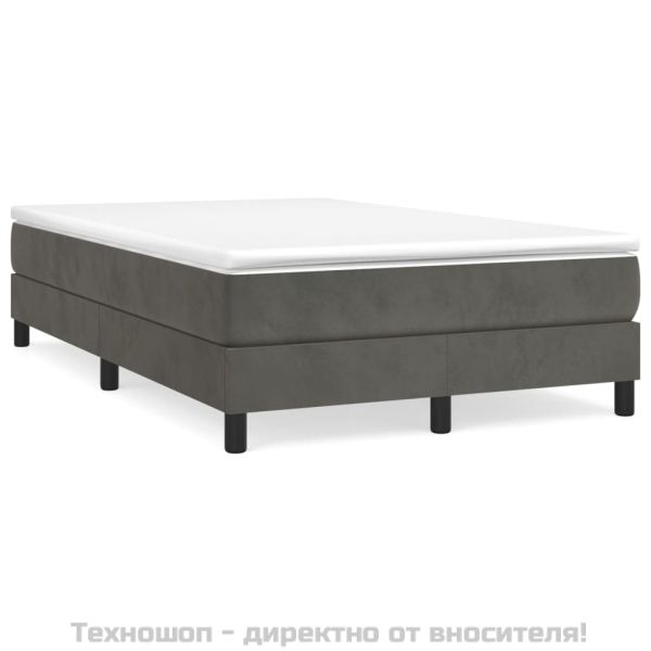 Рамка за легло с пружини, тъмносива, 120x200 см, кадифе