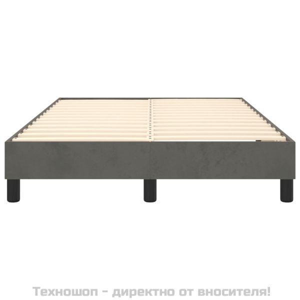 Рамка за легло с пружини, тъмносива, 120x200 см, кадифе