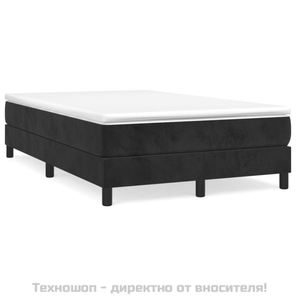 Рамка за легло с пружини, черна, 120x200 см, кадифе