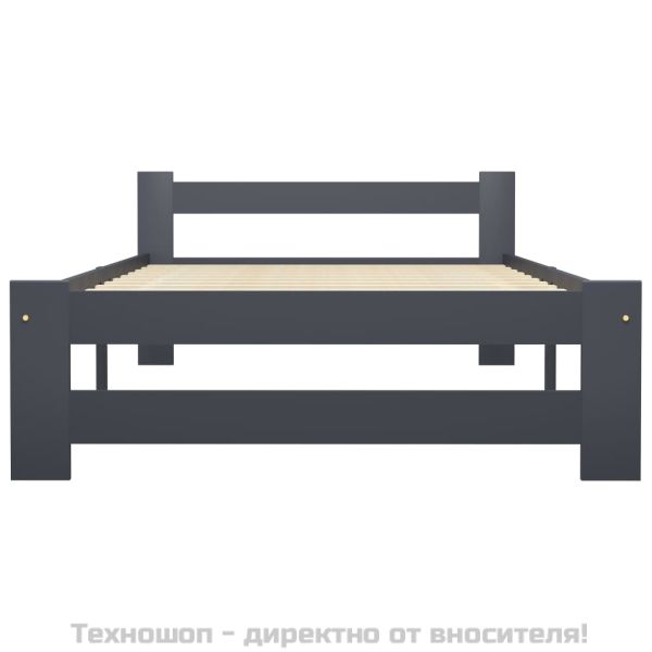 Рамка за легло, тъмносива, бор масив, 100х200 см