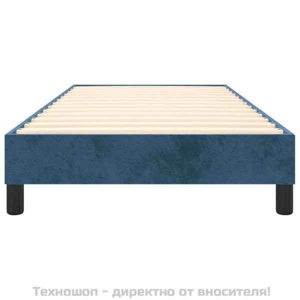 Рамка за легло с пружини, тъмносиня, 90x200 см, кадифе