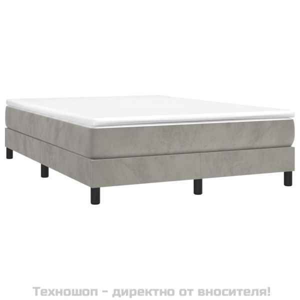 Рамка за легло с пружини, светлосив, 140x190 см, кадифе