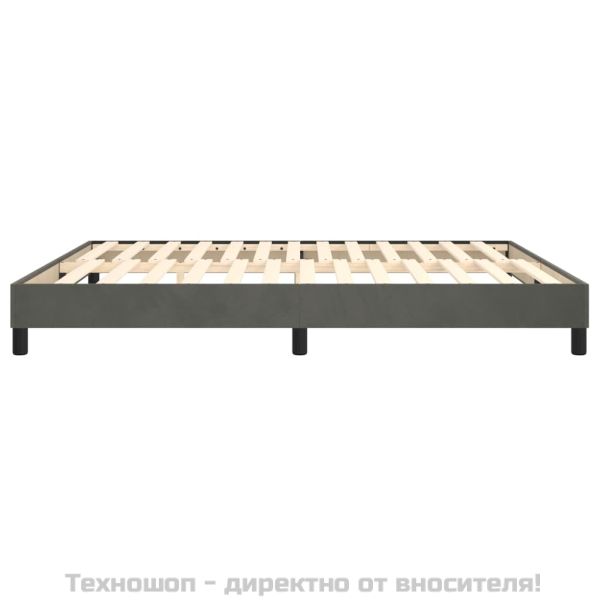 Рамка за легло с пружини, тъмносива, 160x200 см, кадифе