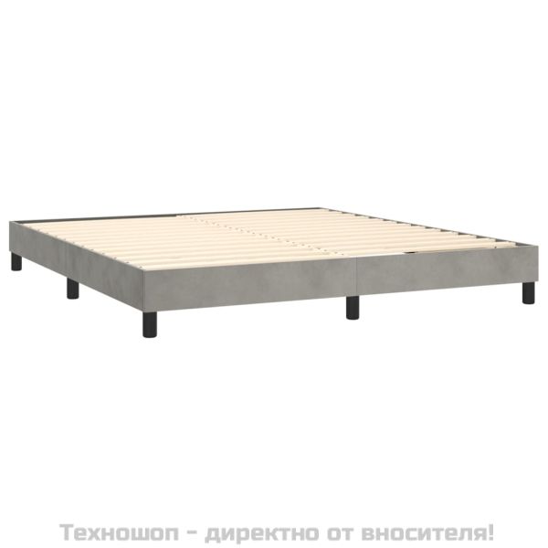 Рамка за легло с пружини, светлосива, 180x200 см, кадифе