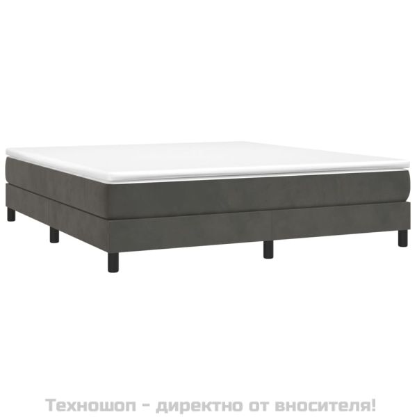 Рамка за легло с пружини, тъмносива, 180x200 см, кадифе