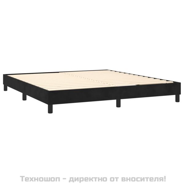 Рамка за легло с пружини, черна, 180x200 см, кадифе
