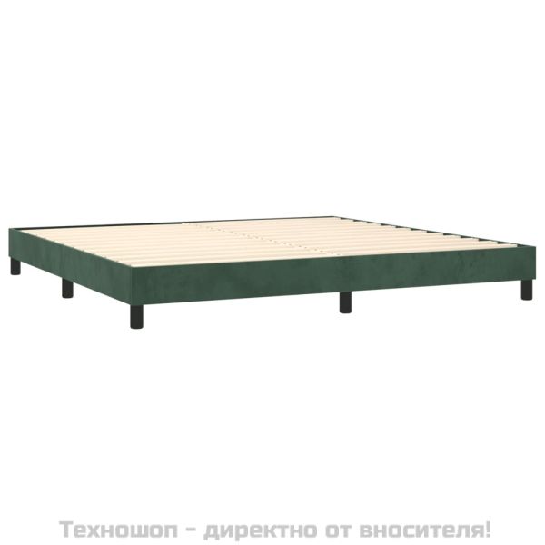 Рамка за легло с пружини, тъмнозелена, 200x200 см, кадифе
