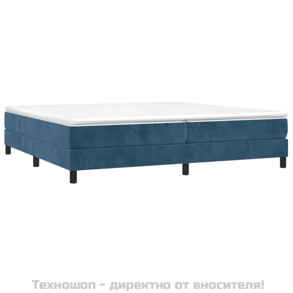 Рамка за легло с пружини, тъмносиня, 200x200 см, кадифе