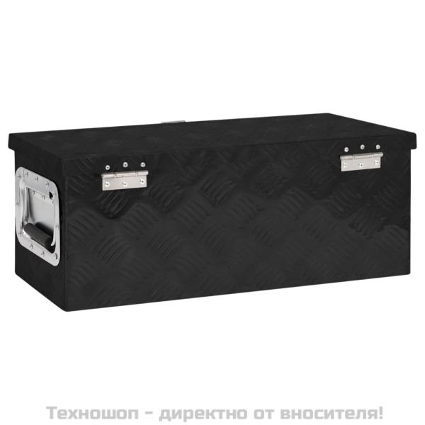 Кутия за съхранение, черна, 60x23,5x23 см, алуминий