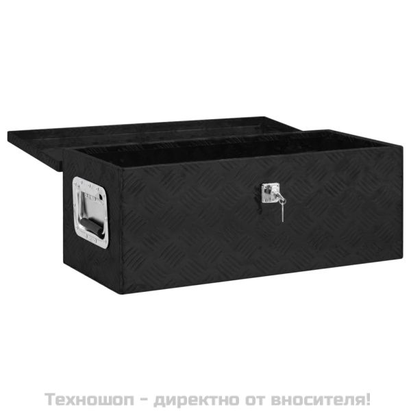 Кутия за съхранение, черна, 70x31x27 см, алуминий