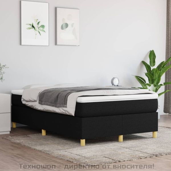 Рамка за легло с пружини, черна, 120x200 см, плат