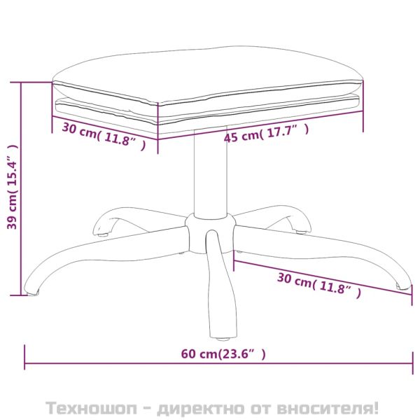 Табуретка, кафява, 60x60x36 см, плат микрофибър