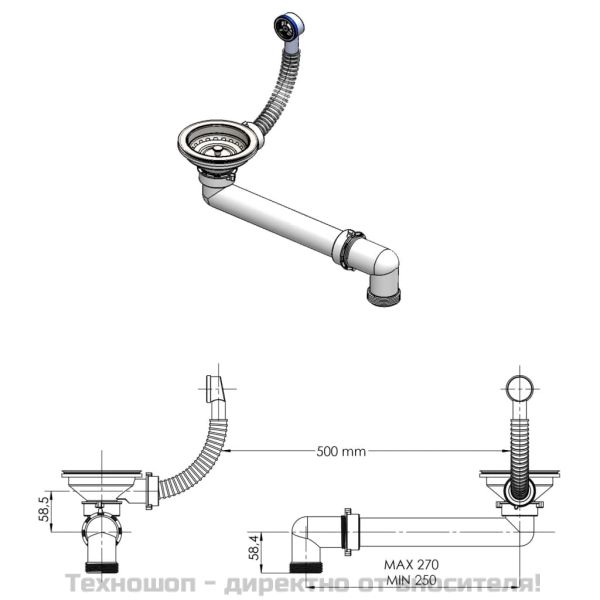 Гранитна кухненска мивка с едно корито, бежова