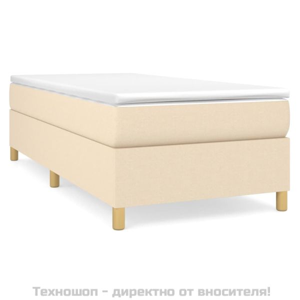 Рамка за легло с пружини, кремави, 90x200 см, плат