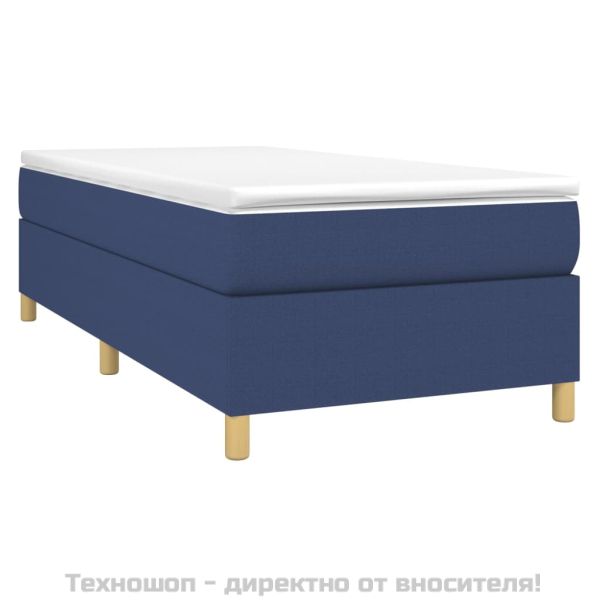 Рамка за легло с пружини, Синьо, 90x200 см, плат