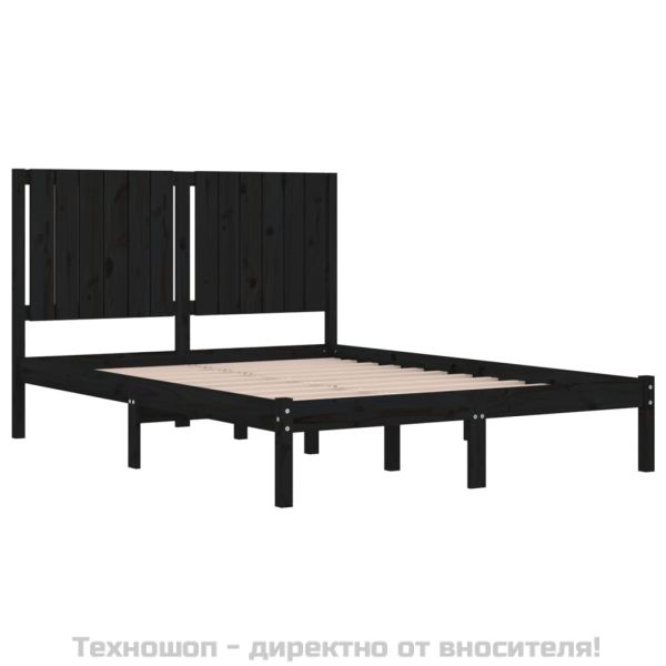 Рамка за легло, черна, бор масив, 140х190 см
