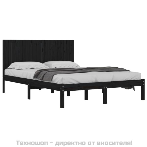 Рамка за легло, черна, бор масив, 200x200 см