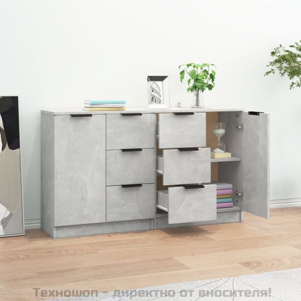 Сайдборди, 2 бр, бетонно сиви, 60x30x70 см, инженерно дърво