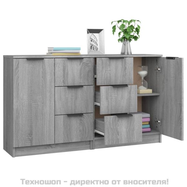 Сайдборди, 2 бр, Сив сонома, 60x30x70 см, инженерно дърво
