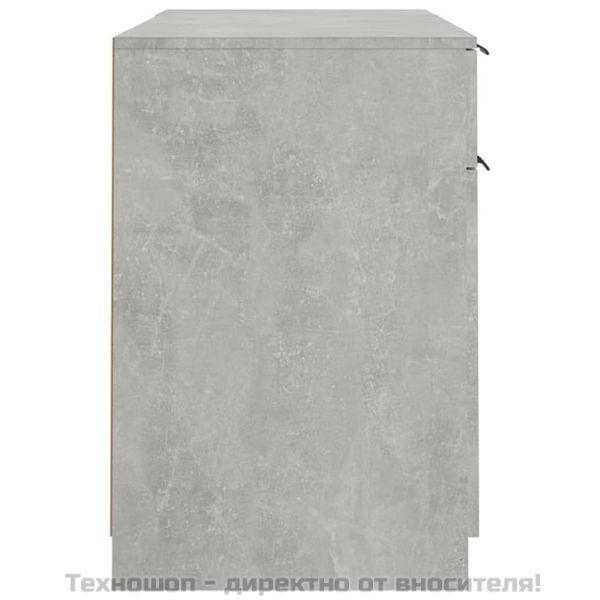 Бюро със страничен шкаф, бетонно сиво, инженерна дървесина