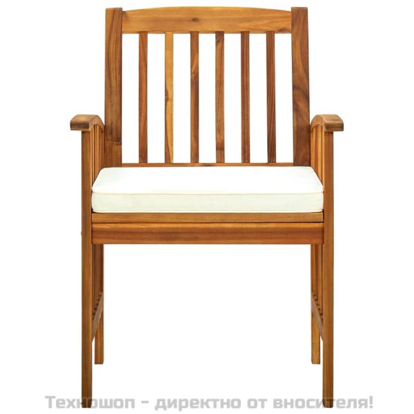 Градински трапезни столове 6 бр с възглавници масивна акация