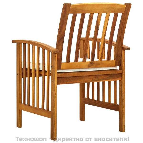 Градински трапезни столове 6 бр с възглавници масивна акация