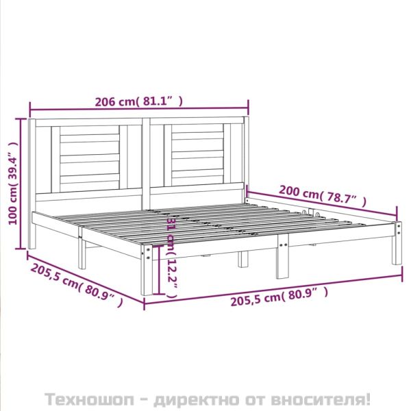Рамка за легло без матрак 200x200 см масивна чамова дървесина