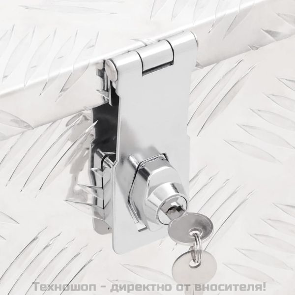 Кутия за съхранение, сребриста, 90x47x33,5 см, алуминий