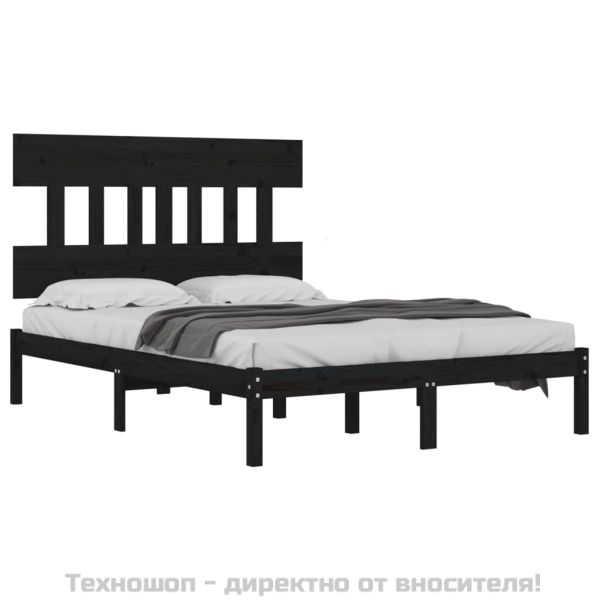 Рамка за легло, черна, дърво масив, 200x200 см