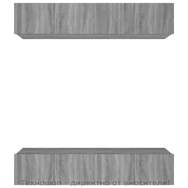 ТВ шкафове, 4 бр, сив сонома, 80x30x30 см, инженерно дърво