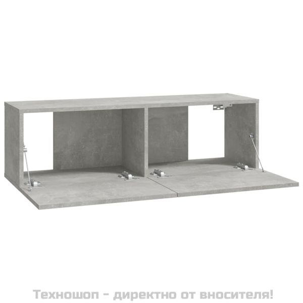 Стенни ТВ шкафове 4 бр бетонно сиви 100x30x30см