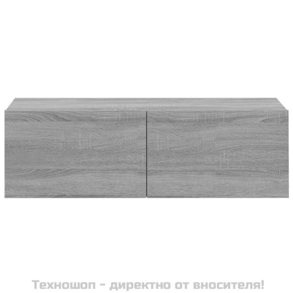 Стенни ТВ шкафове, 4 бр, сив сонома, 100x30x30 см