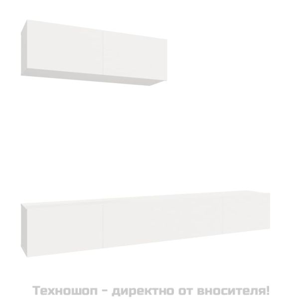 Комплект ТВ шкафове от 3 части, бял, инженерно дърво