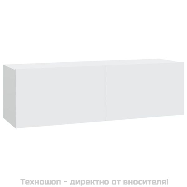 Комплект ТВ шкафове от 3 части, бял, инженерно дърво