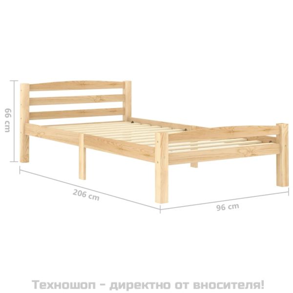 Рамка за легло, бор масив, 90x200 cм