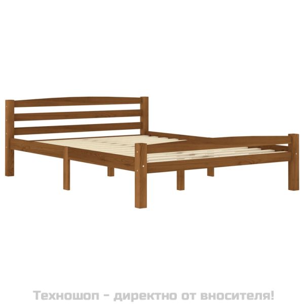 Рамка за легло, меденокафява, борово дърво масив, 140x200 см